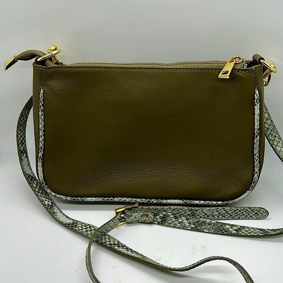 Valentina Fiore Beautiful Olive Green Leather Crossbody Bag Purse 👜 👜 - Picture 2 of 5